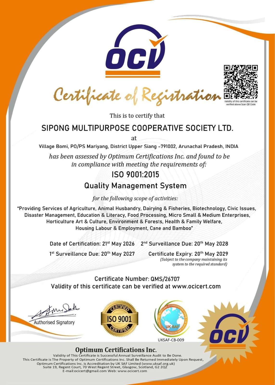 ISO 9001 certificate of registration