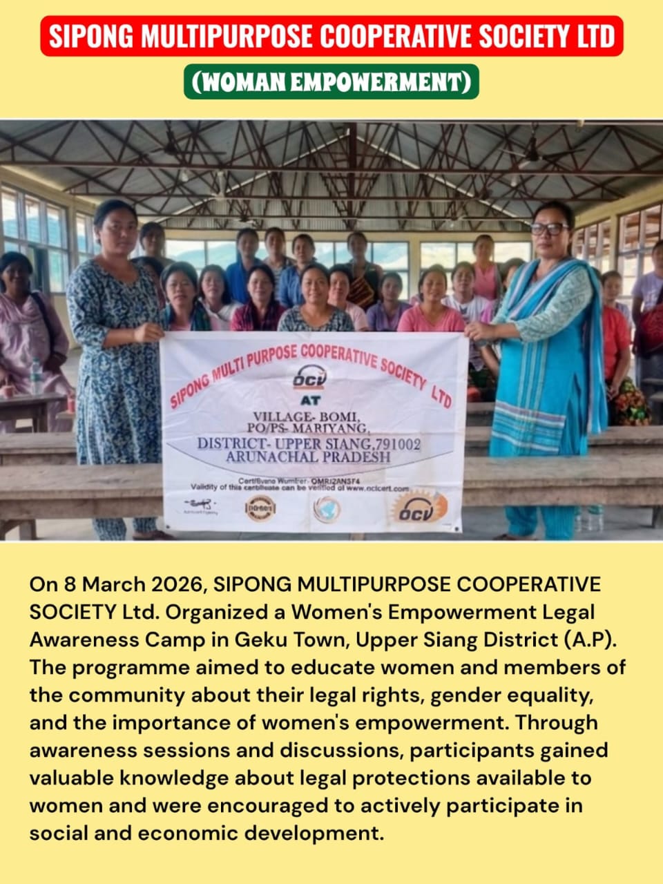 Women empowerment legal awareness camp by SIPONG